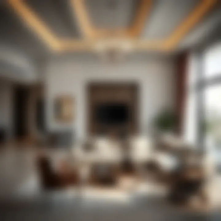 Interior design of a spacious living area in Al Waha Villas