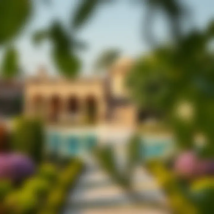 Beautiful landscaping around Al Waha Villas enhancing outdoor experience