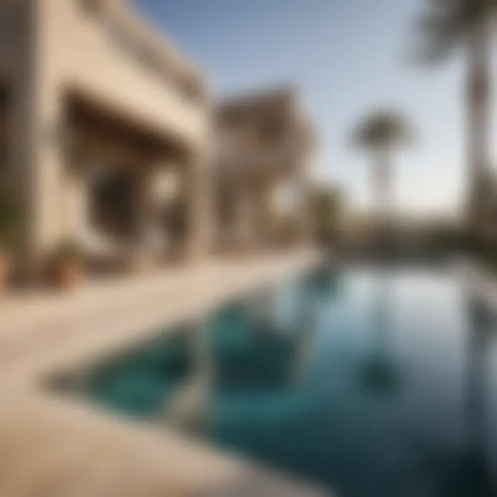 Beautiful outdoor pool area of a Dubai villa