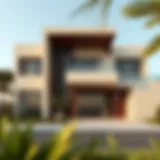 Luxurious villa exterior showcasing contemporary architecture