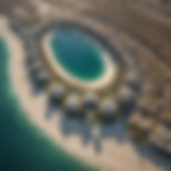 Aerial view of Palm Jumeirah highlighting its unique shape and layout