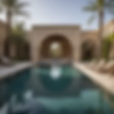 Breathtaking private pool area at Al Waha Villa surrounded by lush landscaping