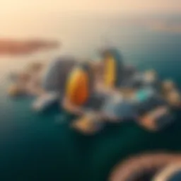 Aerial view of Palm Island showcasing the luxurious properties