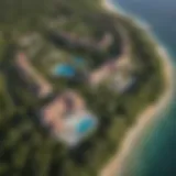 Stunning aerial view of Lanai Island showcasing luxurious villas and lush greenery.