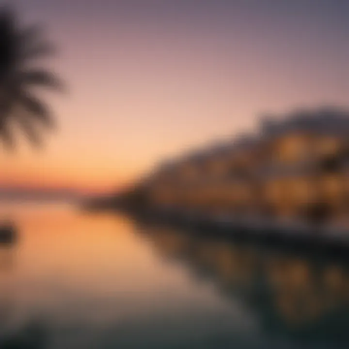 Breathtaking sunset over Jumeirah Bay Island, enhancing the luxurious lifestyle