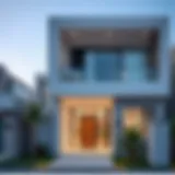 Contemporary villa exterior showcasing sleek lines and modern materials