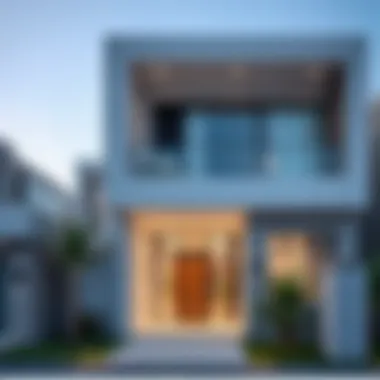 Contemporary villa exterior showcasing sleek lines and modern materials