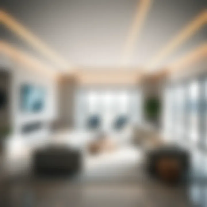 Luxurious interior space featuring minimalist furniture and natural light