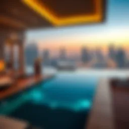 Luxurious penthouse with an infinity pool overlooking the Dubai skyline