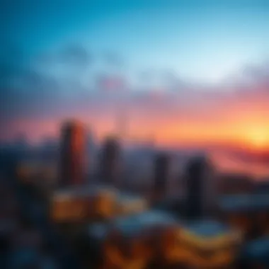 Panoramic view of Jumeirah skyline at sunset