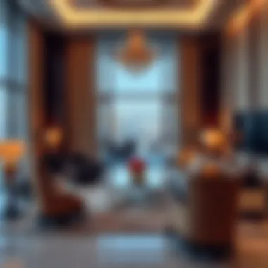 Opulent Interior Design in Penthouse Elegant interior design showcasing opulent furnishings in a penthouse