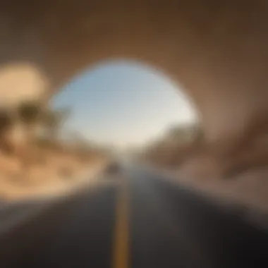 Panoramic view of the Palm Jumeirah area from the tunnel entrance