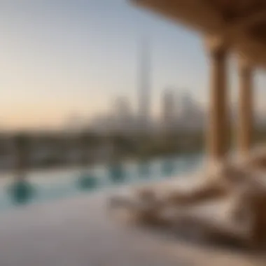 Panoramic view of Dubai skyline from a Palm Villa