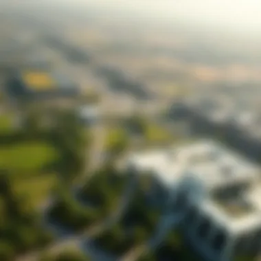 A stunning aerial view of The Valley community showcasing its lush landscapes and modern architecture