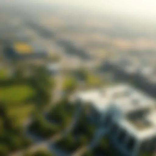 A stunning aerial view of The Valley community showcasing its lush landscapes and modern architecture