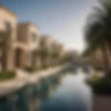 Scenic neighborhood view featuring townhouses in Dubai