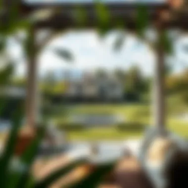 Beautiful garden view surrounding a villa