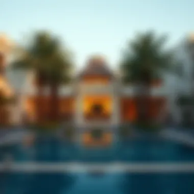 Luxurious Swimming Pool Area Luxurious swimming pool area surrounded by palm trees