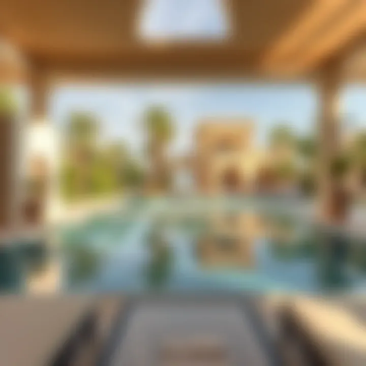 Luxurious amenities within Wadi Villas including pools and gardens