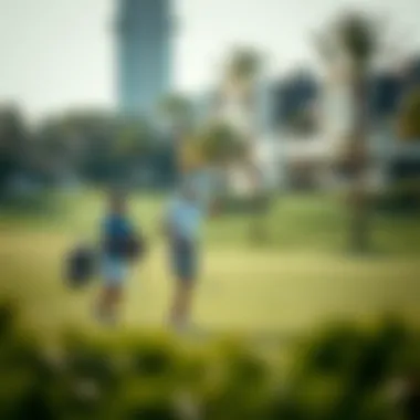Golfers enjoying a round of golf on the pristine course at Jumeirah Golf Estates