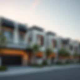 Stunning exterior view of Mudon townhouses showcasing unique architectural design