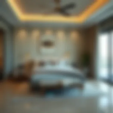 Stylish bedroom featuring serene colors and textures