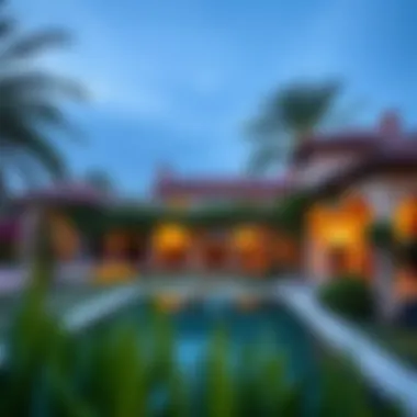 Lush gardens surrounding a traditional villa