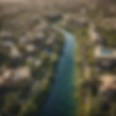 Stunning aerial view of Springs Two showcasing its lush landscaping and waterways