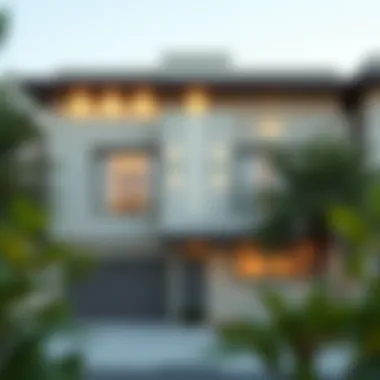 Elegant exterior of a Tilal Al Ghaf townhouse showcasing modern architecture