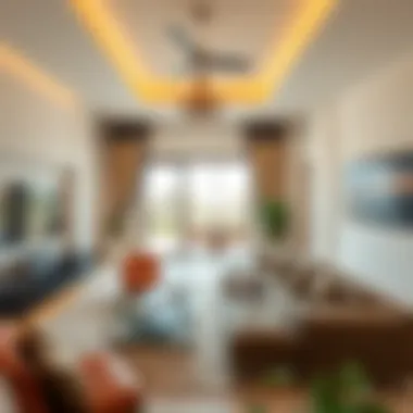 Spacious living area inside a Tilal Al Ghaf townhouse with contemporary furnishings