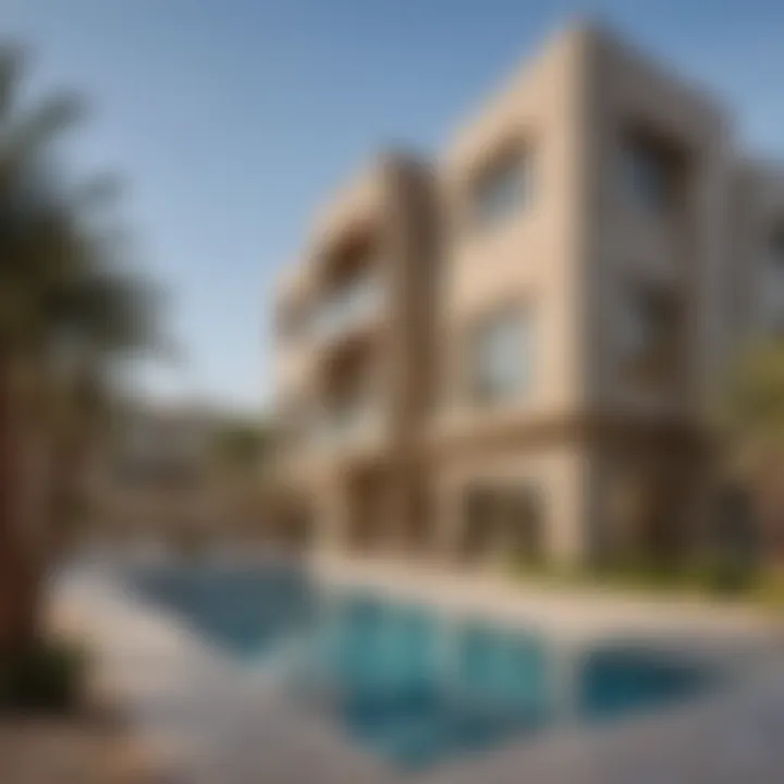 Luxurious residential buildings in Al Furjan highlighting contemporary design.