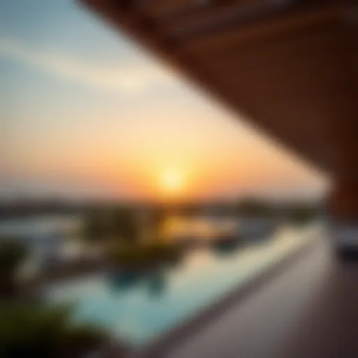 Serene view of Damac Hills Lagoon at sunset